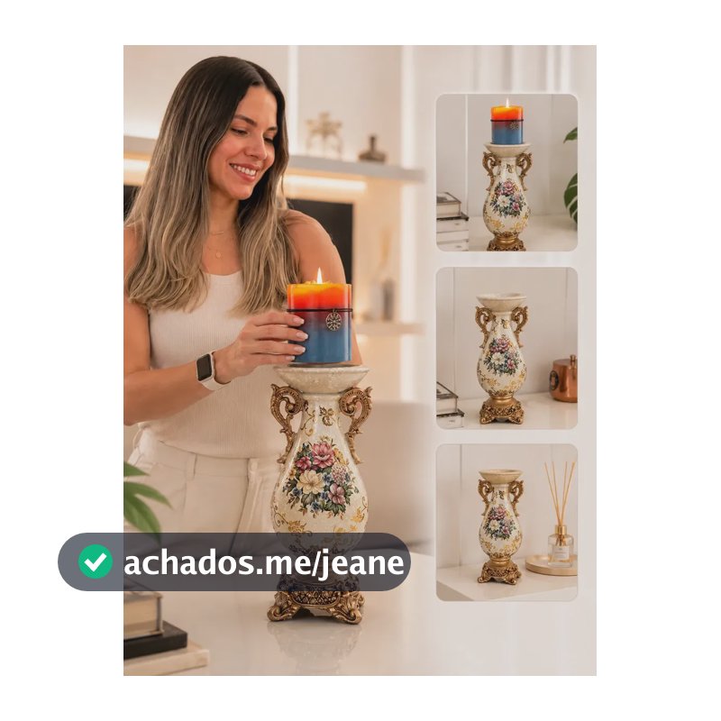 Vaso Colonial De Resina Italiano Vintage De Luxo Com Pé