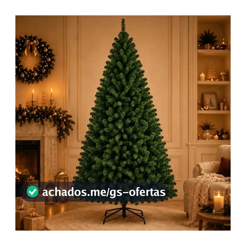 Árvore De Natal Grande 2,10 Metros Pinheiro Tradicional 1000 Galhos Cheia Verde Luxo