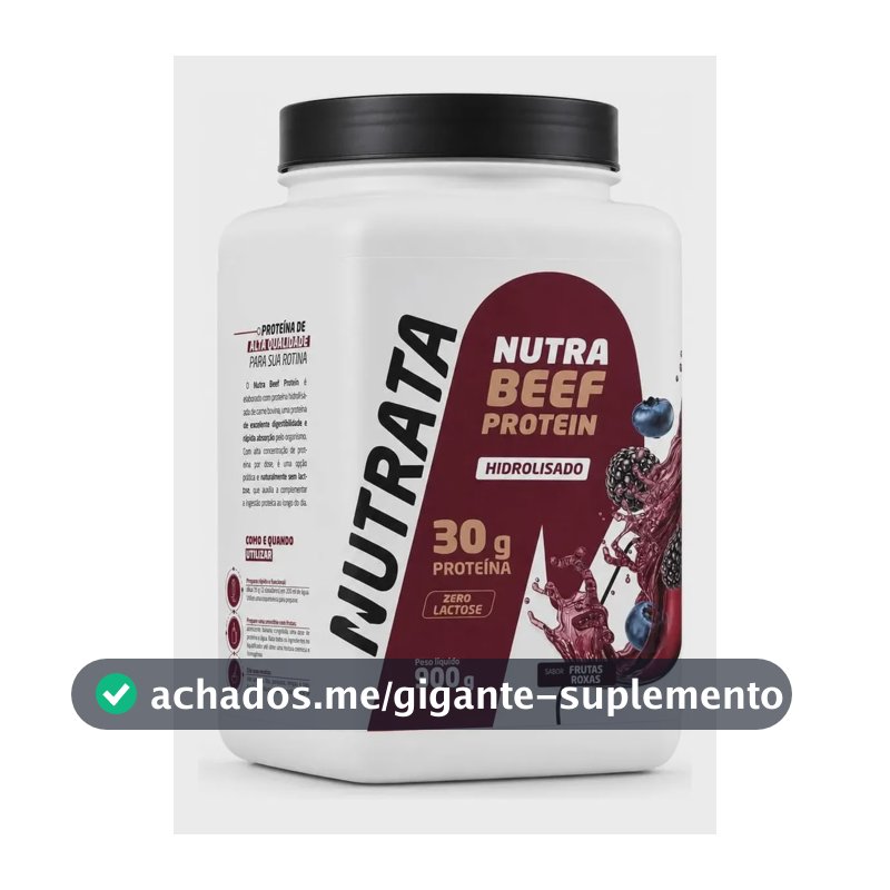 Proteína Nutrata Beef Protein 900g Pó Frutas Roxas