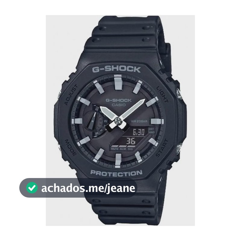 Relógio Casio G-shock Ga-2100-1adr Carbon Core Guard Cor da correia Preto Cor do bisel Preto/Cinza Cor do fundo Preto