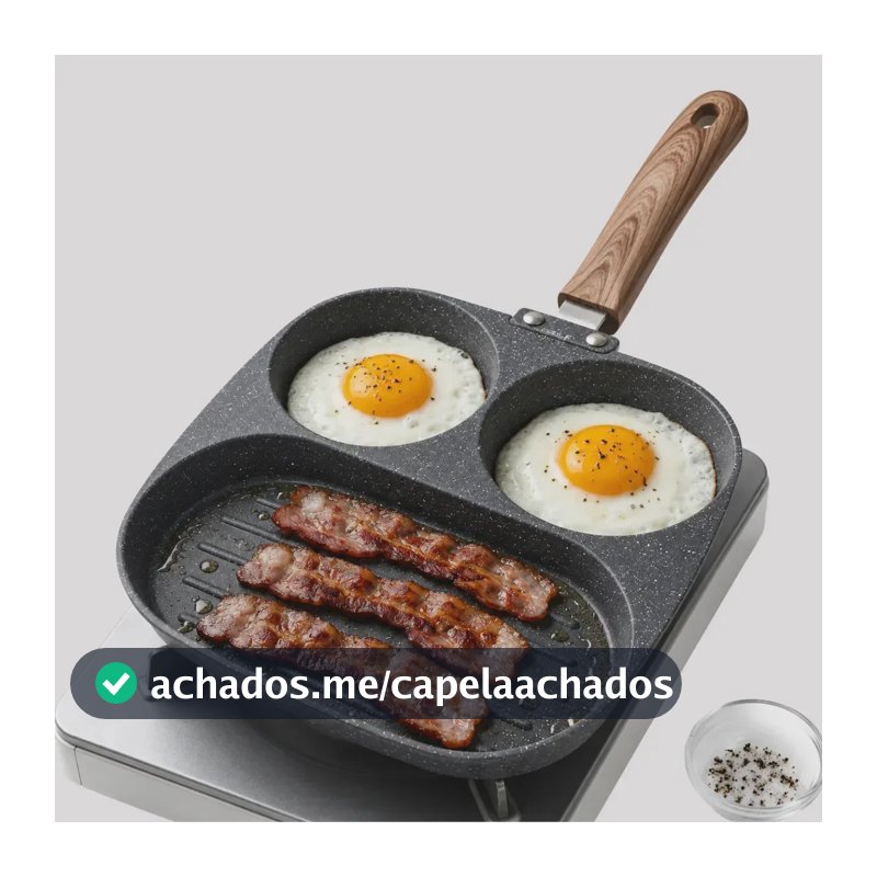 Frigideira Multiuso 3 Divisórias Antiaderente Para Fritar Ovos, Hambúrgueres, Bacon, Frangos, Linguiças