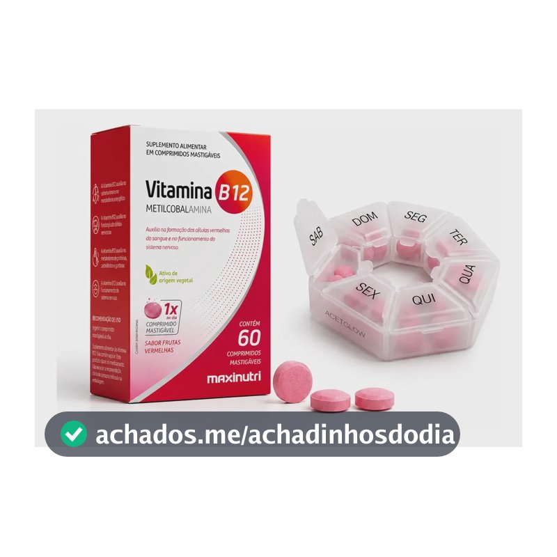Vitamina B12 Metilcobalamina Mastigável Maxinutri 60 Comp Frutas Vermelhas