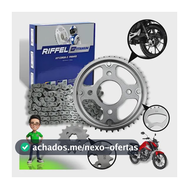 Kit Relação Riffel Cg Titan 160 / Fan 160 Start Aço 1045 Prateado