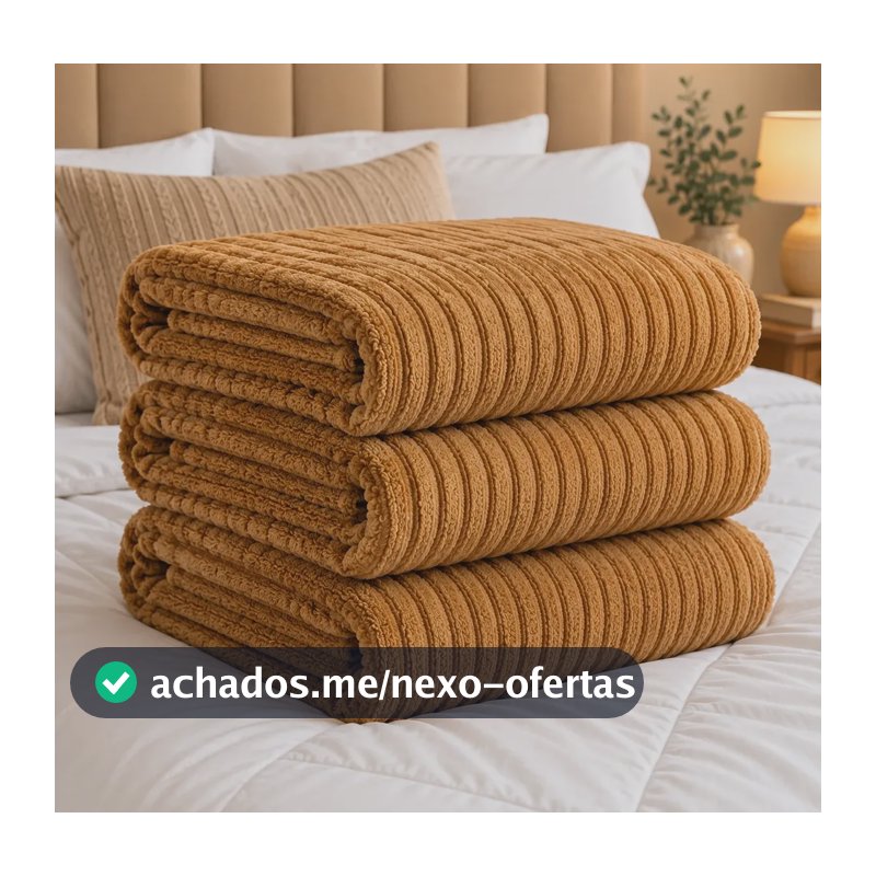 Cobertor Manta Casal Aveludada Canelada Super Macia Luxo Canelada 750 G Bege