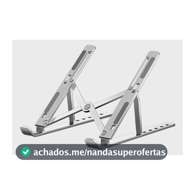 Suporte Para Notebook Ergonômico Dobrável Portátil Alumínio Prata 17 Polegadas