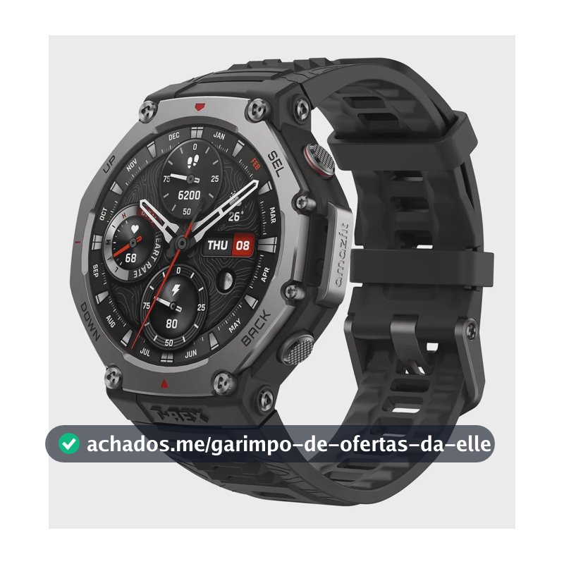 Smartwatch Amazfit T-rex 3 1,5'' Amoled  Com Gps Mapas 10atm Preto Mesh