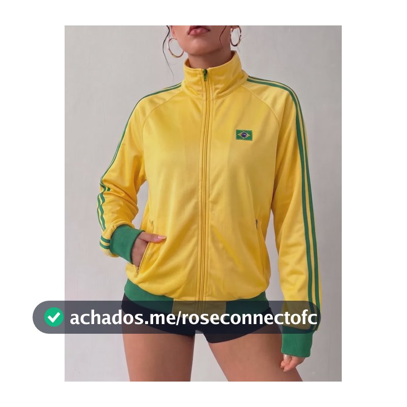 Jaqueta Feminina Casaco Manga Longa Tendência Brasil Copa Amarelo P