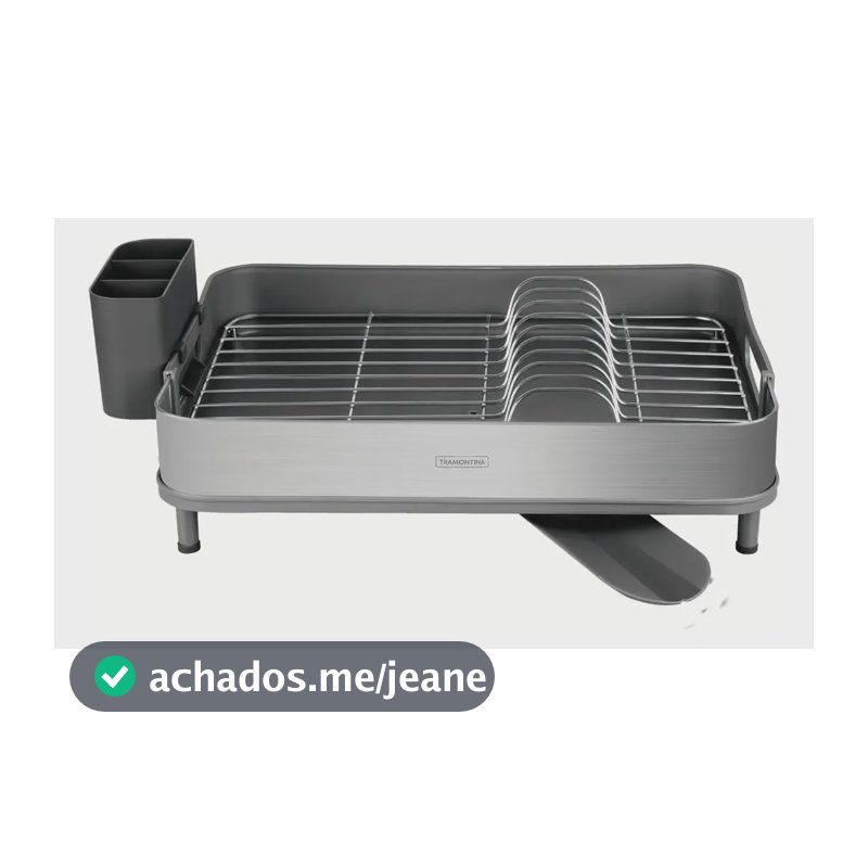 Escorredor Louça Tramontina Inox C/ Porta Talher Removível Cor Grafite