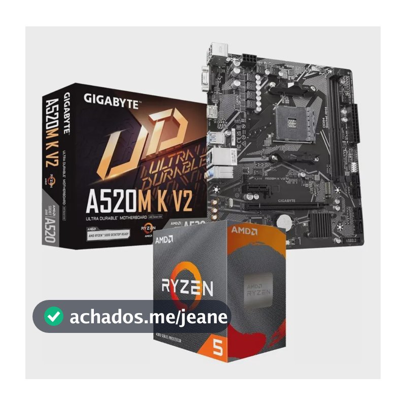 Kit Upgrade Amd Ryzen 5 5500 + Placa Mãe A520m-k Gigabyte Cor Preto