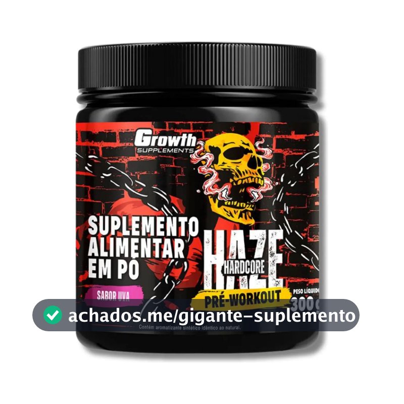 Growth Pré-treino 300g Haze Mais Energia No Treino Sabor Uva