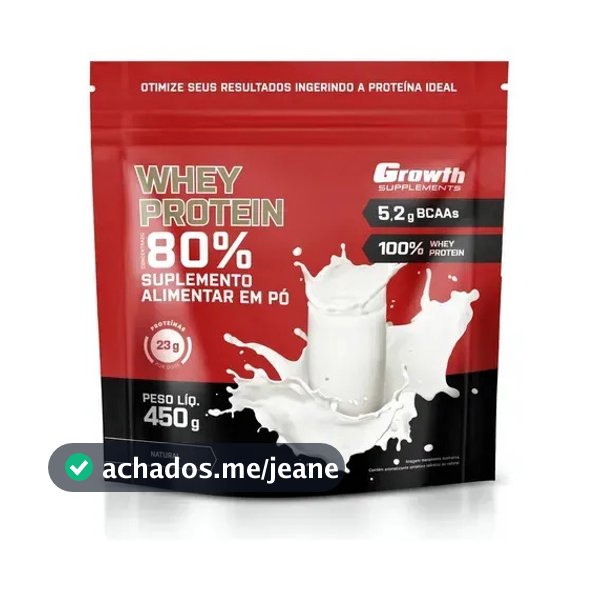 Whey Protein Concentrado 450g Growth Supplements Natural