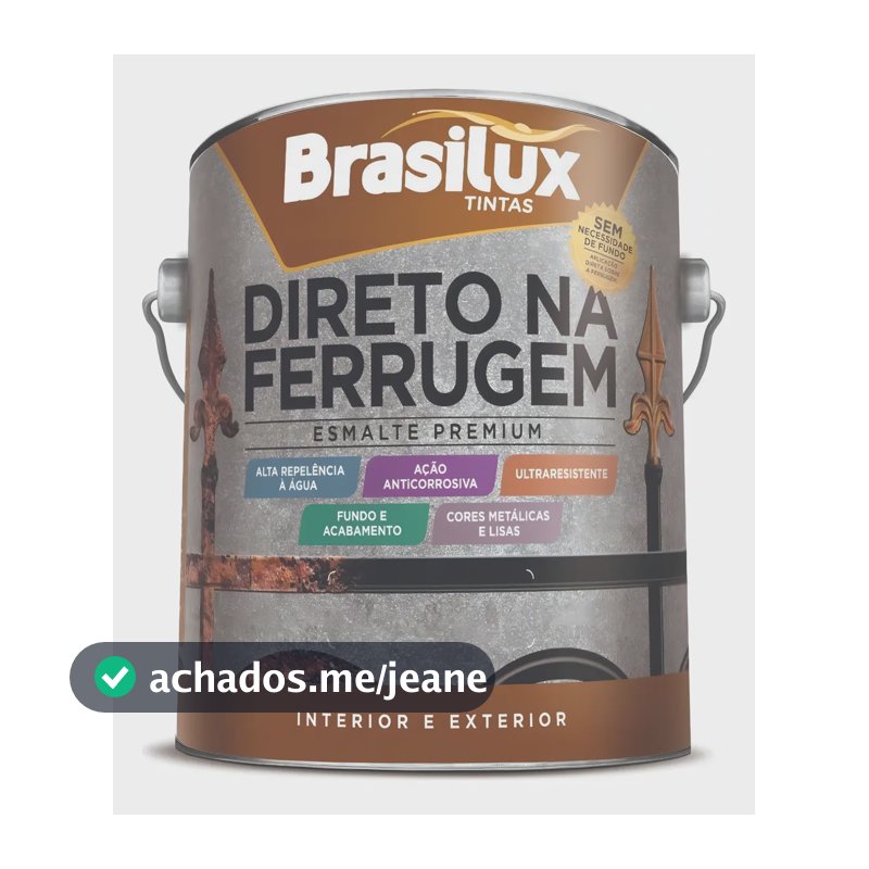 Brasilux Tinta Para Metal Anti Ferrugem 900ml Cinza Brilhante