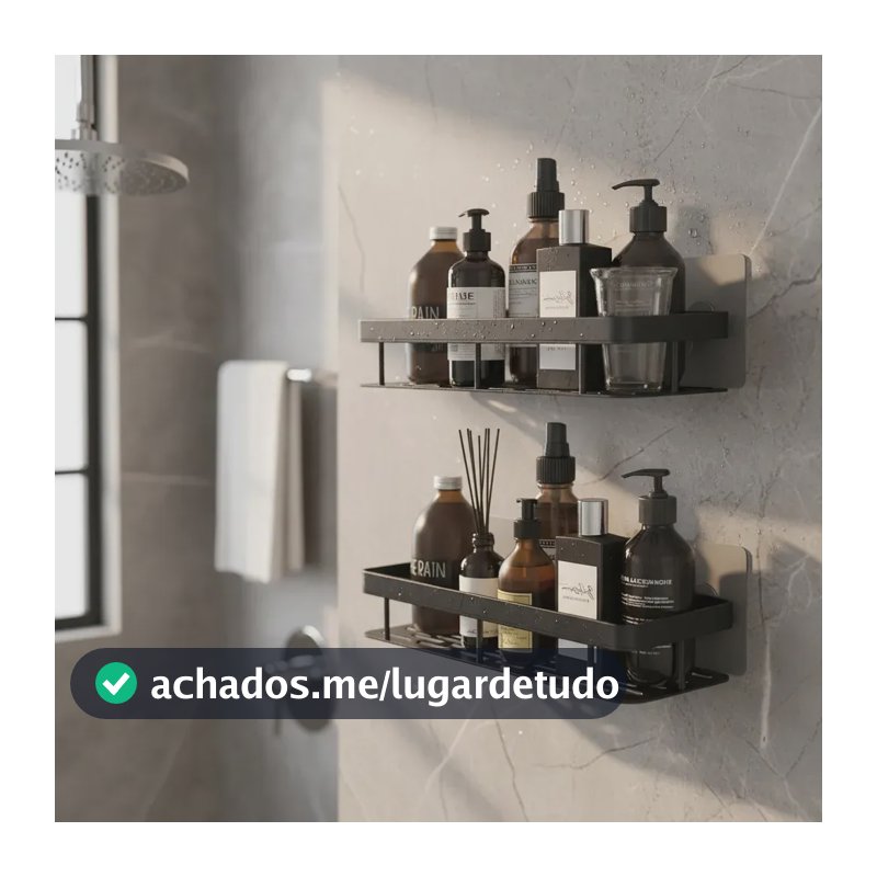 Kit 2 Suporte Porta Shampoo Sabonete Prateleira Banheiro Preto