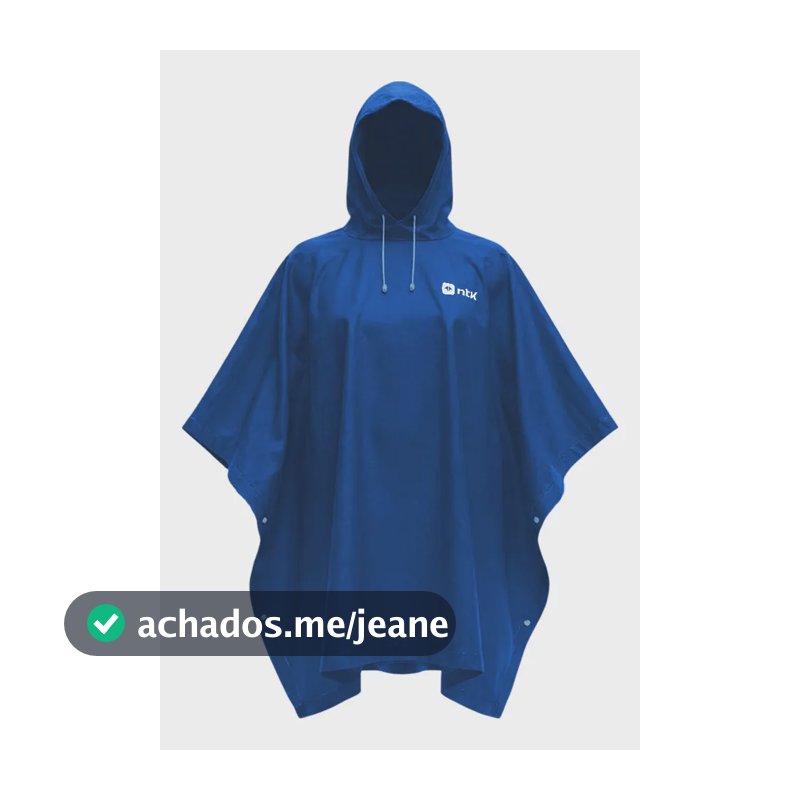 Capa De Chuva Poncho Compacto Impermeável Ntk Resistente Azul G Ntk