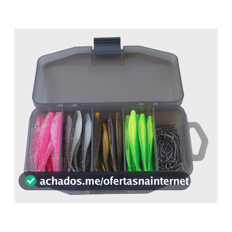 Kit Isca Artificial Soft Shad Robalo Traira C/ Estojo 60 Pçs Diversos