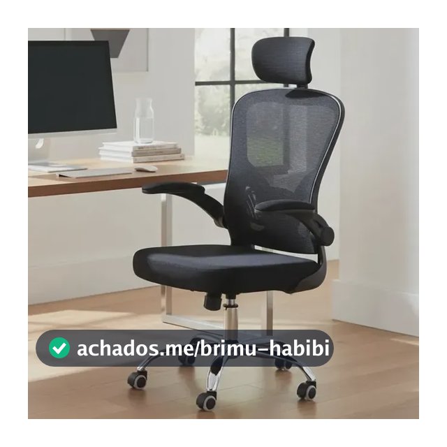 Cadeira Escritório Ergonômica Elleva Giratória Preto Braço Ajustável