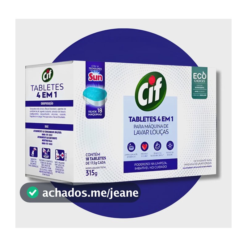 Cif Detergente 4 Em 1 Para Máquina Lava Louças 18 Pastilhas