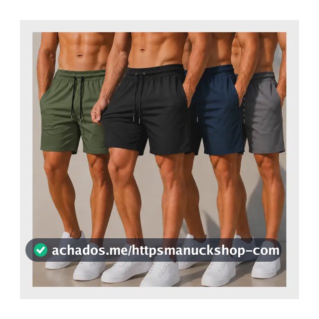 4 Short Tactel Masculino Bermuda Praia Casual Academia Bolso