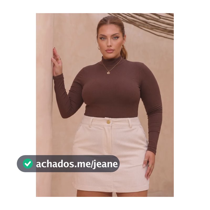 Short Saia Country Feminina Plus Size Veludo Cotelê Canelado Creme Gg - 46