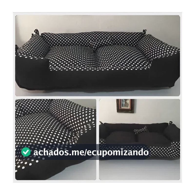 Cama Grande Para Pets Vest Pet Caminha de Cachorro Preto/Branco