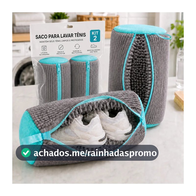 Kit 2 Sacos Para Lavar Tênis E Sapatos Em Máquina De Lavar – Saco Telado Anti-Impacto Com Fechamento Em Zíper