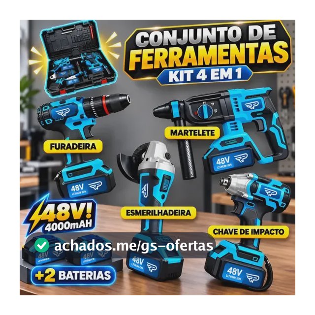 Kit Furadeira Martelete Impacto Esmerilhadeira 48v Elétrica