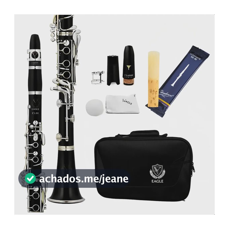 Clarinete Eagle Cl04 Sib Kit Completo Com Palheta Vandoren Preto