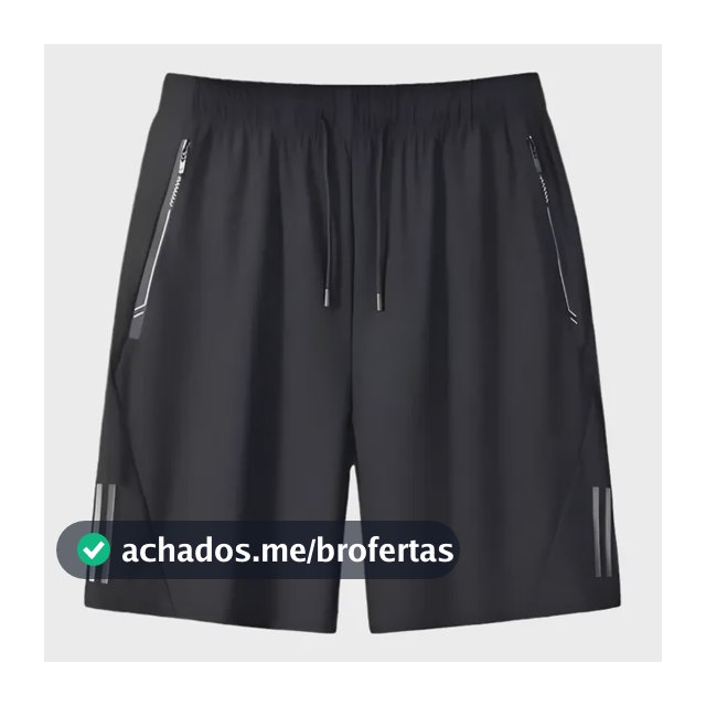 Short Masculino Bermuda 2 Bolsos Zíper Secagem Rápida Fina