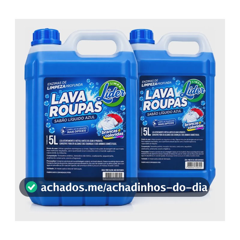 Kit C/ 2un - Lava Roupas Azul 5l - Roupas Limpas E Cheirosas
