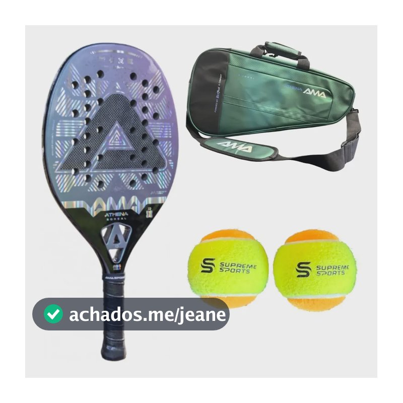 Raquete Athena Boreal 2026 Beach Tennis Ama Sport + Brinde Roxo Verde
