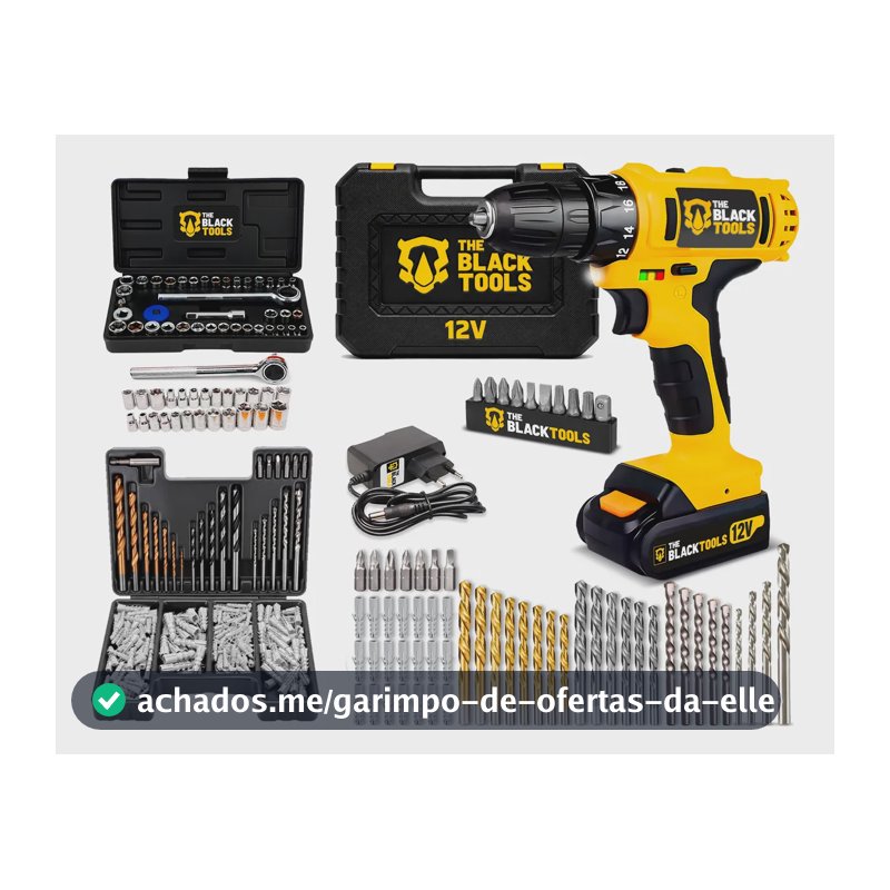Parafusadeira Furadeira 12v + Kit Jogo Ferramentas 169 Peças