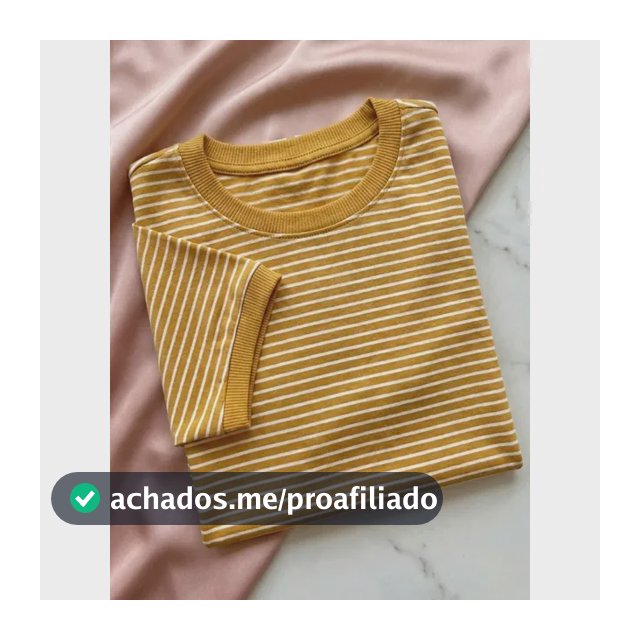 Blusa Feminina T-shirt Listrada Básica Social Manga Curta