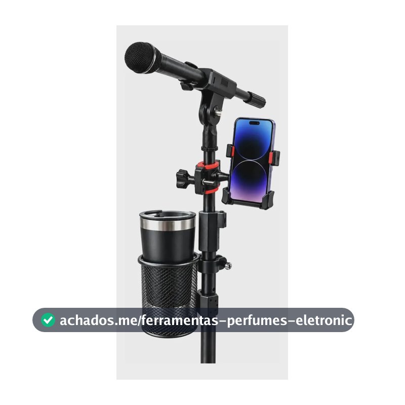 Suporte Porta Copos E Porta Celular 2em1 Pedestal Microfone