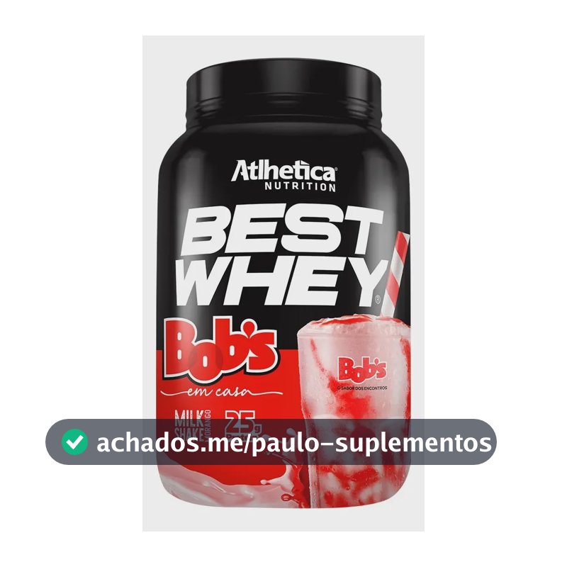Proteína Atlhetica Nutrition Best Whey Bob's em pó sabor Milkshake de Morango Bobs x 900g
