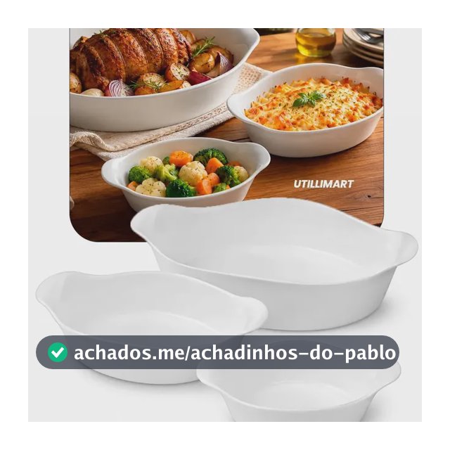 Marinex Conjunto De Assadeiras Oval Opaline Branco Jogo De Travessas 3 Peças Branco Utillimart