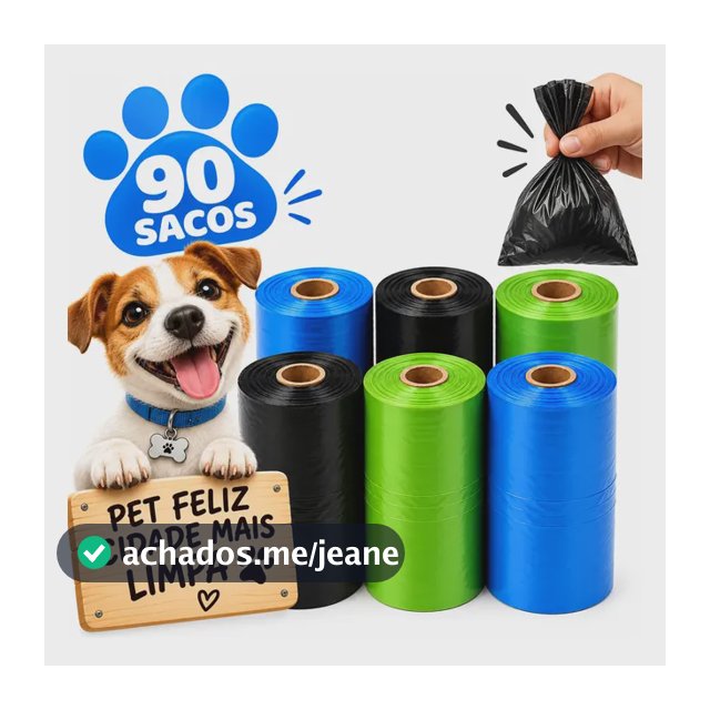 Kit 90 Sacos Cata Caca Coco Com 6 Refis P/ Cães Cachorro Pet Variado