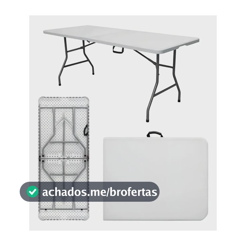 Mesa Dobrável Vira Maleta Com Alça Portátil 1.80m Para Camping Pesca Jardim Área Externa Ou Interna Salão De Festas Gourmet Cor BrancoLuvinco