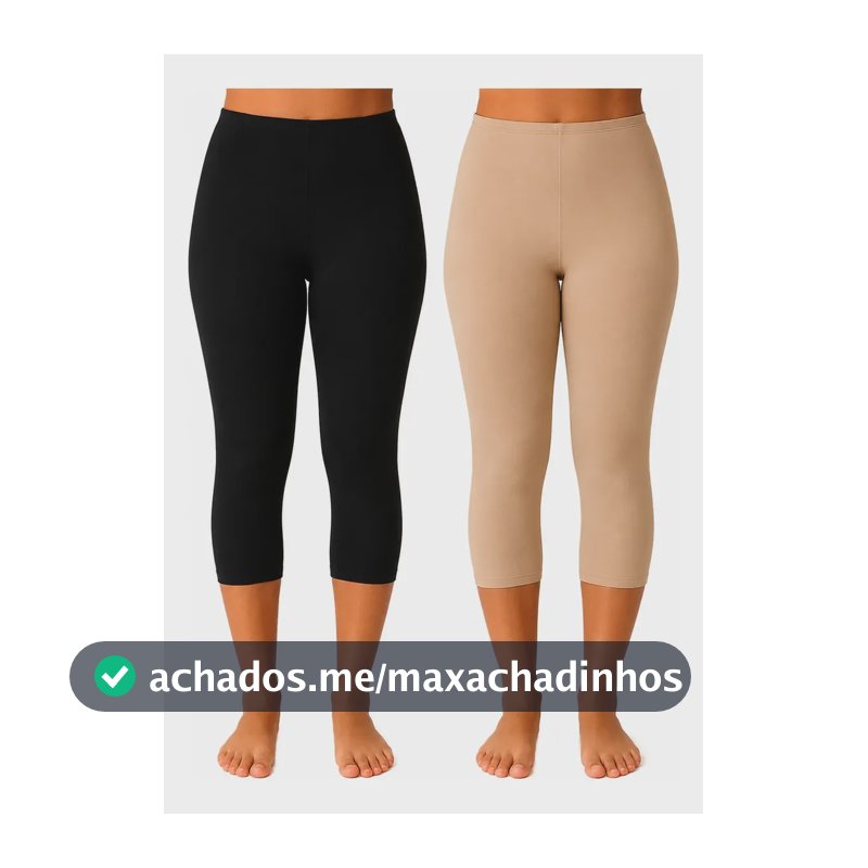 Kit 2 Calças Segunda Pele Feminina Capri Anágua Modeladora Preto E Bege Liso Gg