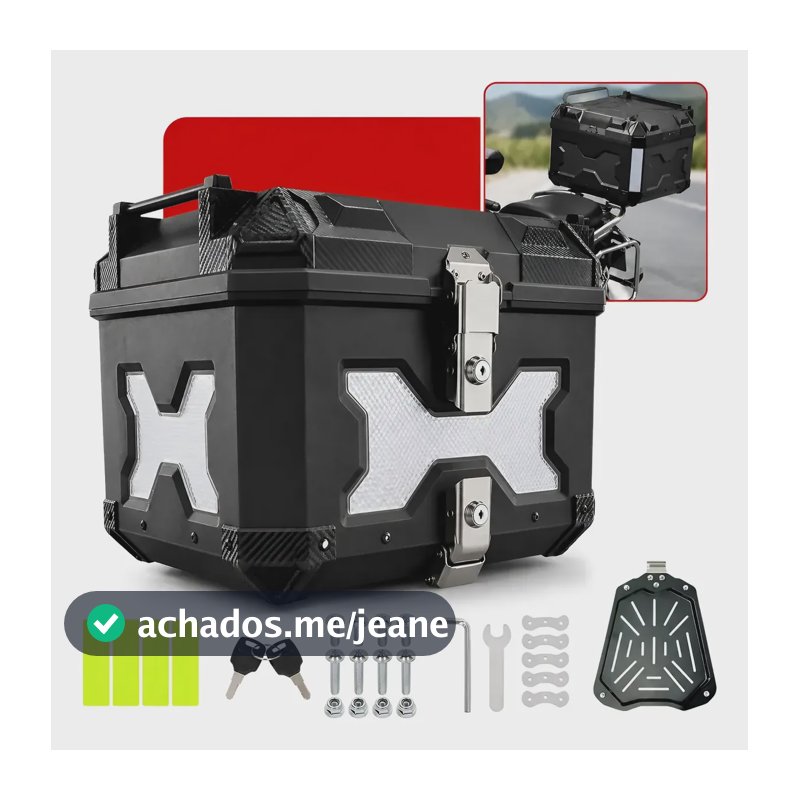 Baú Bauleto Abs 45l Reforçado C/base De Fixação Universal Preto