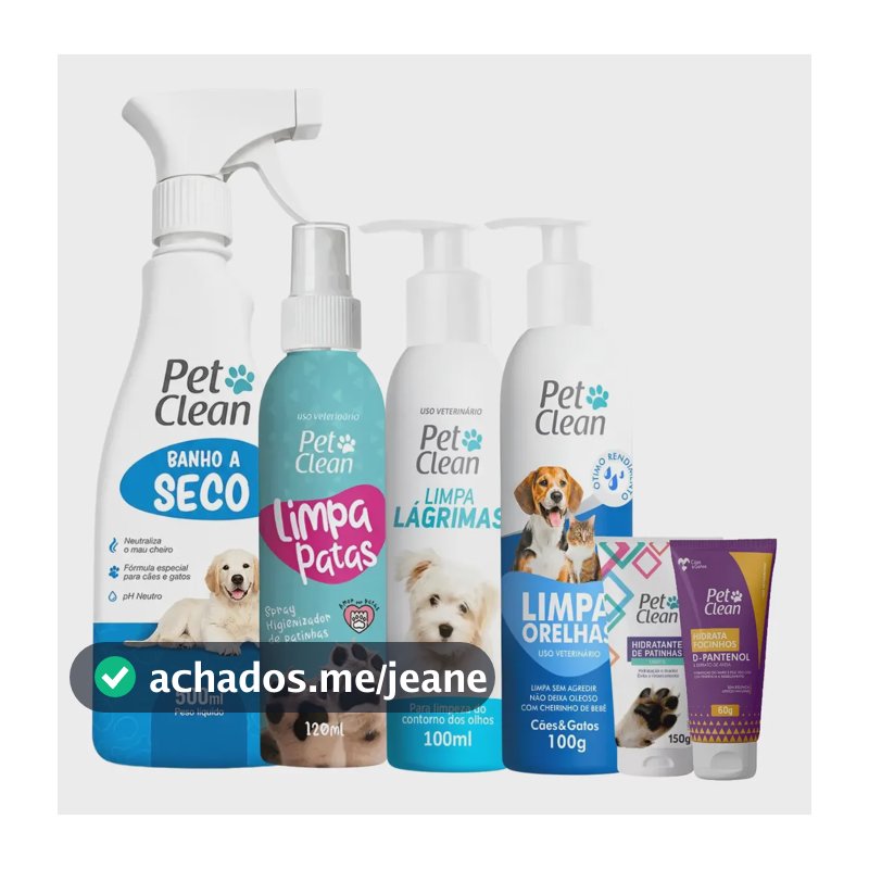 Kit Banho Seco 6 Em 1 Orelhas Lágrimas Patas Hidratante Cão Neutro