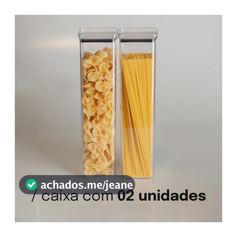 Kit 2 Potes Lumini 1.350ml Hermético Paramount Ideal Para Espaguete E Massas, Organização De Cozinha, Armazenamento De Alimentos, Tampa Segura, Plástico Resistente