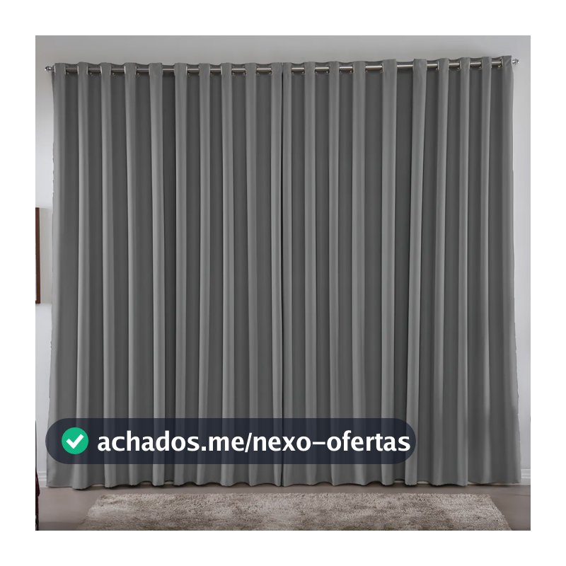 Cortina 3,00x2,80 Metros Blackout Blecaute Cinza Corta Luz Em Tecido Grosso Para Quarto E Sala Casa Laura Enxovais