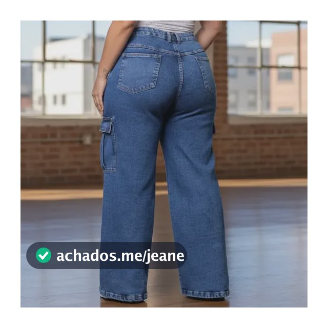 Calça Jeans Plus Size Feminina Cargo Com Lycra Do 46 Ao 56