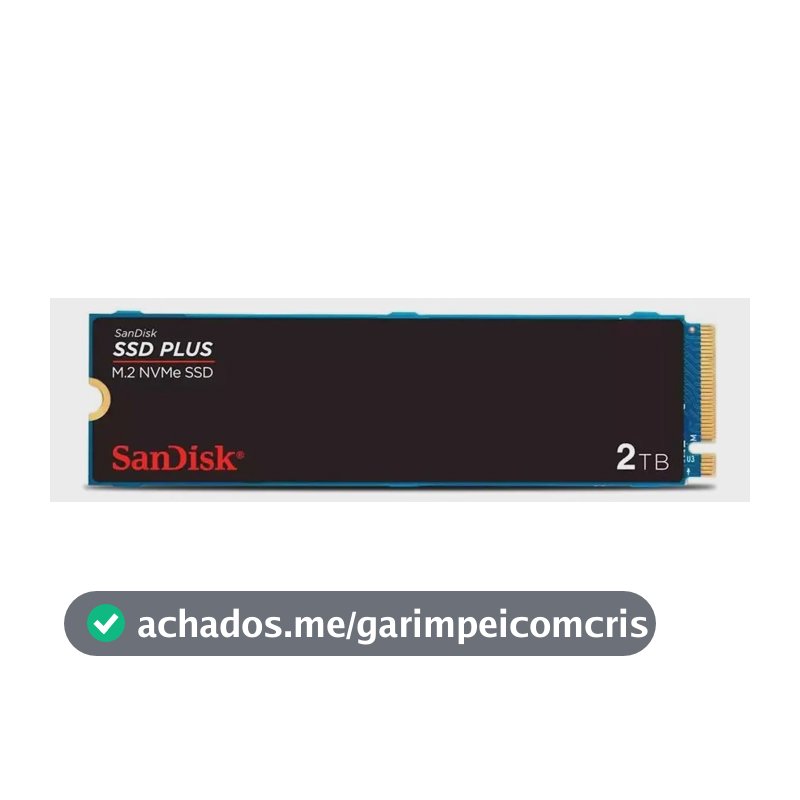 SSD M.2 2280 2TB Sandisk Plus NVMe Pcie Gen3 SDSSDA3N-2T00-G26 Velocidade até 3200MB/s