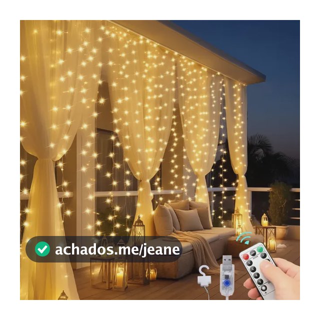 300 Leds 3x3 M Usb Luz De Cortina Decoraçãoluzes Natal Branco Quente 127/220v
