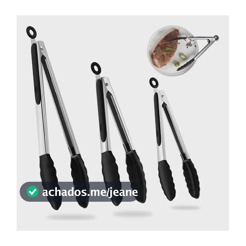 3 Pegador Silicone Carne Salada Cozinha Pinça Culinária