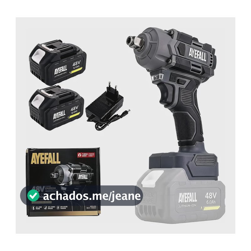 Chave De Impacto Brushless 500nm Com 2 Baterias 48v Ayefall Cinza-escuro 127/220v