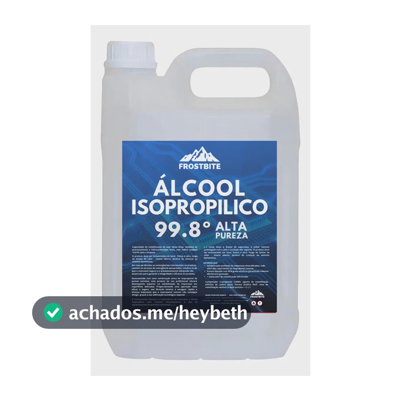 Álcool Isopropílico 99,8% FROSTBITE 5 Litros Limpador Eletrônico Telas