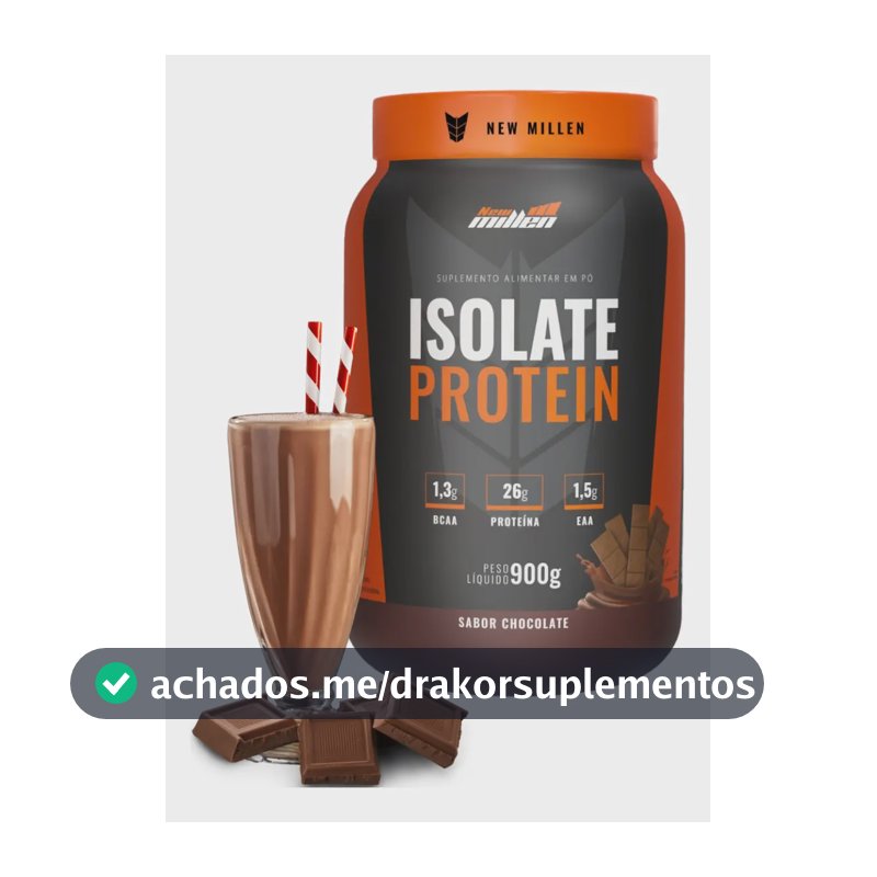Proteína bovina isolada New Millen Whey Zero Isolate em pó sabor Chocolate x 900g