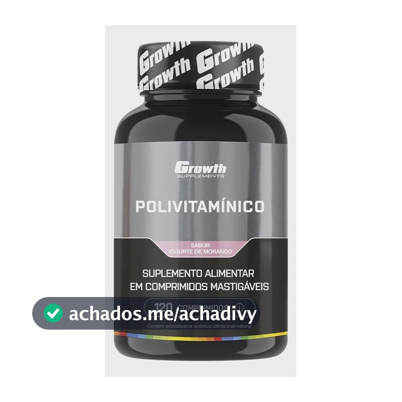 Polivitaminico Mastigável 120un. Growth Supplements - Sabor Morango